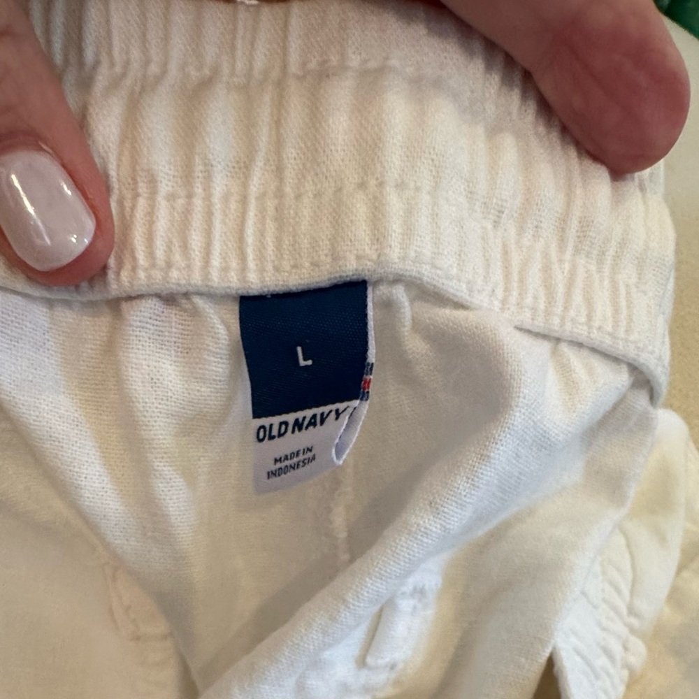 Old Navy White Linen-Blend Shorts – Size Large - Picture 8 of 12
